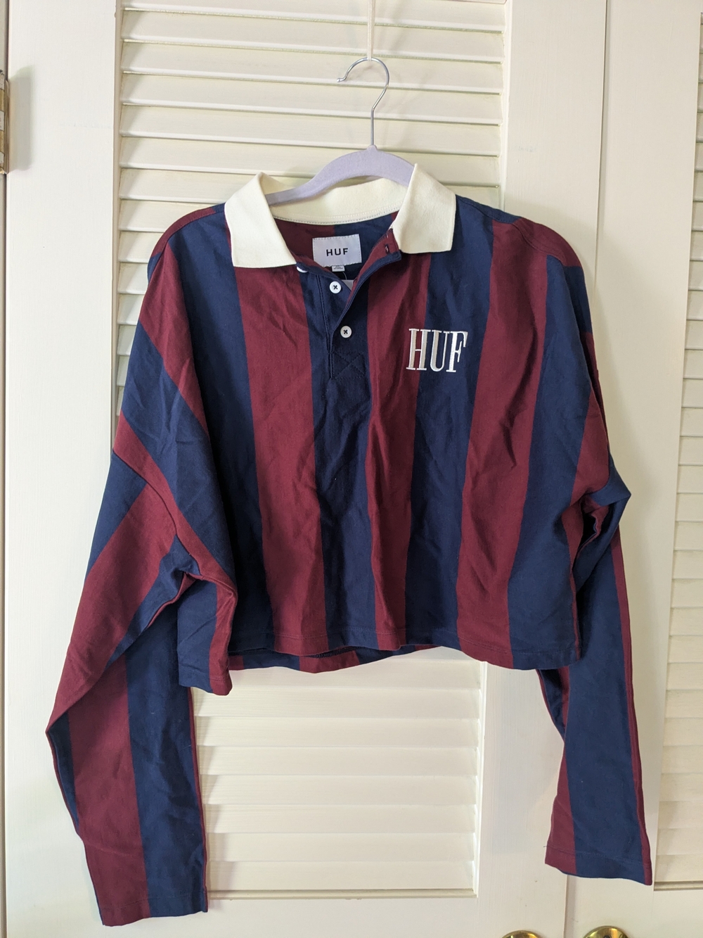 HUF Kids Striped Rugby Polo - Navy & Burgundy with White Collar